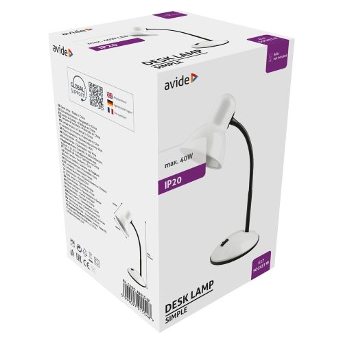 Asztali lámpa, Basic Simple, max. 40W, AVIDE, fehér