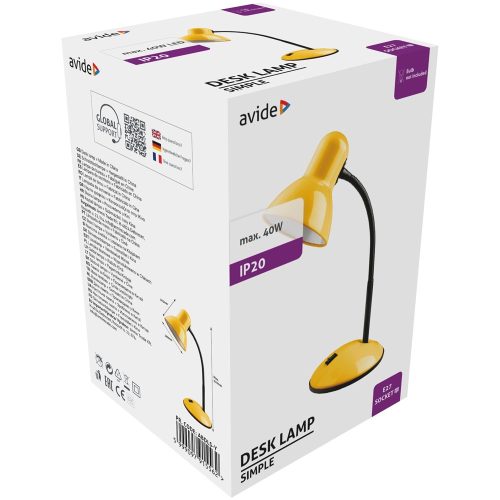 Asztali lámpa, Basic Simple, max. 40W, AVIDE, sárga