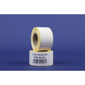   Etikett címke thermo, 26x43mm, tekercses, 1000 címke/tekercs fehér