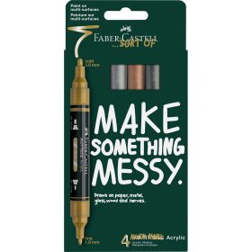   Akril marker készlet, kétvégű MULTIMARK metálszínek Faber-Castell arany, ezüst, réz, acélszürke 4klf. szín