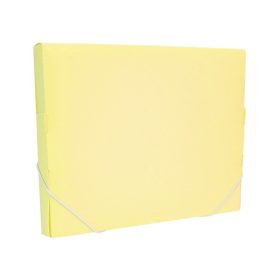   Gumis mappa A4, PP textil textúrájú gerincvastagított 30mm, Optima pasztell sárga