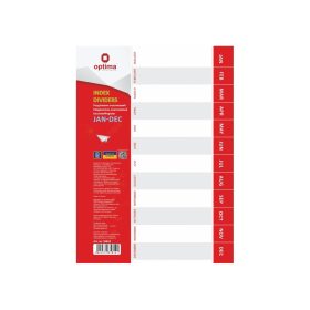   Elválasztólap, A4, PP prespán mintás 110 micron, Jan-Dec, Optima