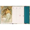 Határidőnapló mágnessel záródó, heti, fehér lapokkal Alphonse Mucha 110x160mm, Presco