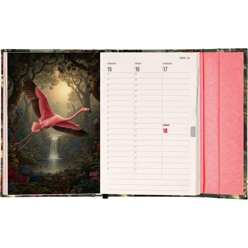 Határidőnapló mágnessel záródó, heti, fehér lapokkal Flamingo 110x160mm, Presco