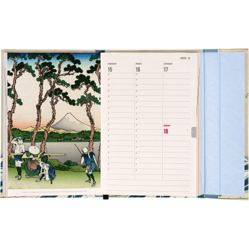 Határidőnapló mágnessel záródó, heti, fehér lapokkal Katsushika Hokusai 110x160mm, Presco