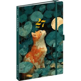   Keménytáblás tervező krémszínű lapokkal, kétheti beosztással, leszorító gumiszalaggal Cat 130x210mm, Presco