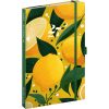 Keménytáblás tervező krémszínű lapokkal, kétheti beosztással, leszorító gumiszalaggal Lemons 130x210mm, Presco