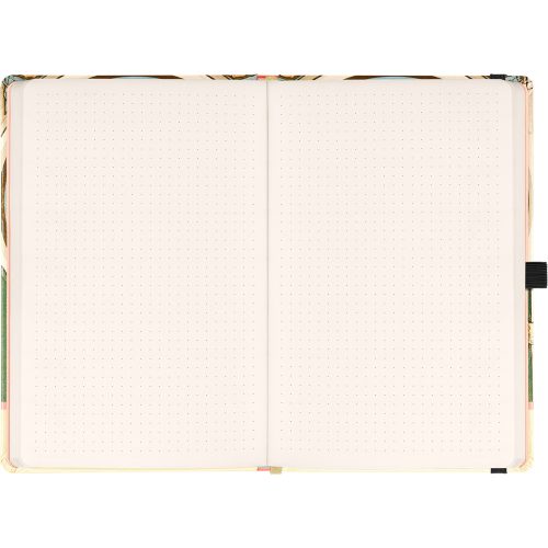 Keménytáblás notesz krémszínű lapokkal, pontozott, leszorító gumiszalaggal Alphonse Mucha – Primrose 130x210mm, Presco