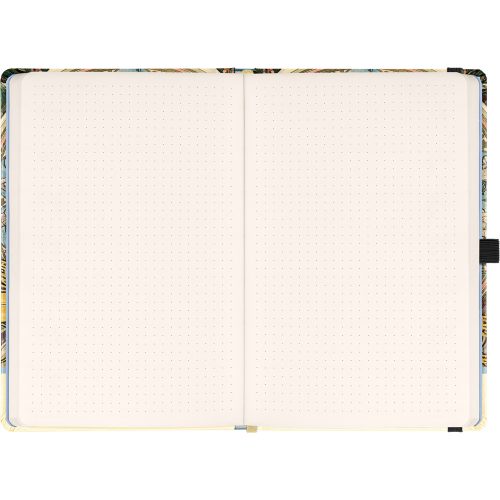 Keménytáblás notesz krémszínű lapokkal, pontozott, leszorító gumiszalaggal Alphonse Mucha – Zodiac 130x210mm, Presco