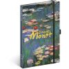 Keménytáblás notesz krémszínű lapokkal, vonalas, leszorító gumiszalaggal Claude Monet 130x210mm, Presco