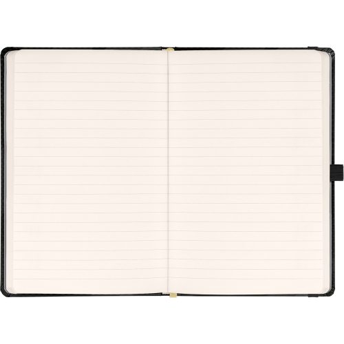 Keménytáblás notesz krémszínű lapokkal, vonalas, leszorító gumiszalaggal Elegant 130x210mm, Presco