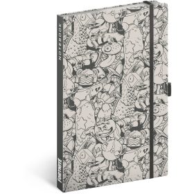   Keménytáblás notesz krémszínű lapokkal, vonalas, leszorító gumiszalaggal Fortnite – Legends 130x210mm, Presco