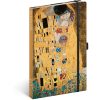 Keménytáblás notesz krémszínű lapokkal, vonalas, leszorító gumiszalaggal Gustav Klimt 130x210mm, Presco