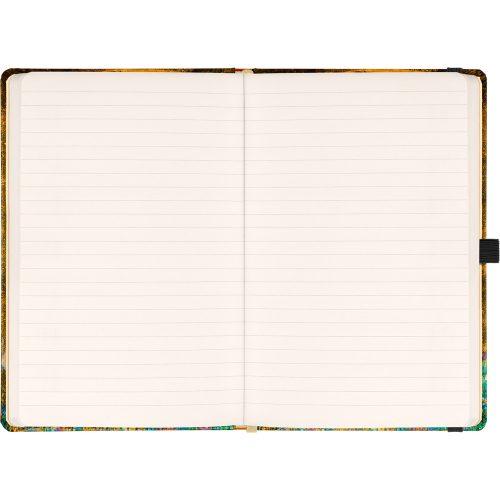 Keménytáblás notesz krémszínű lapokkal, vonalas, leszorító gumiszalaggal Gustav Klimt 130x210mm, Presco