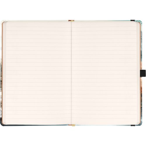 Keménytáblás notesz krémszínű lapokkal, vonalas, leszorító gumiszalaggal Japan 130x210mm, Presco
