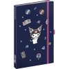 Keménytáblás notesz krémszínű lapokkal, vonalas, leszorító gumiszalaggal Kuromi 130x210mm, Presco