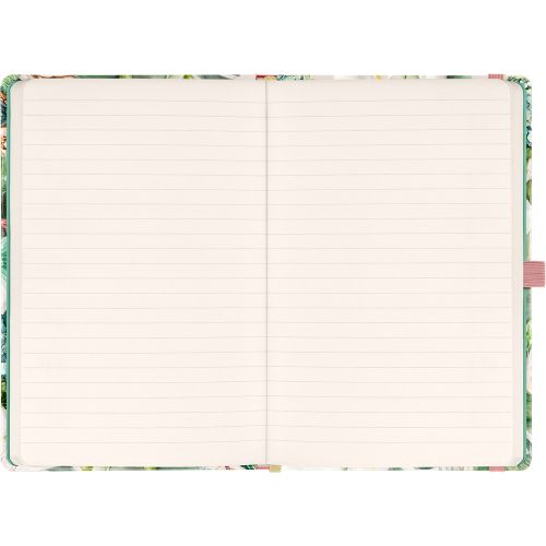 Keménytáblás notesz krémszínű lapokkal, vonalas, leszorító gumiszalaggal Lilium 130x210mm, Presco