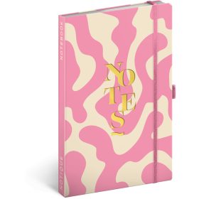   Keménytáblás notesz krémszínű lapokkal, vonalas, leszorító gumiszalaggal Pink 130x210mm, Presco