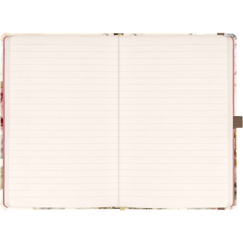 Keménytáblás notesz krémszínű lapokkal, vonalas, leszorító gumiszalaggal Powder Flower 130x210mm, Presco