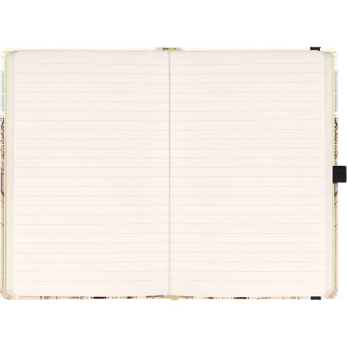 Keménytáblás notesz krémszínű lapokkal, vonalas, leszorító gumiszalaggal Prague 130x210mm, Presco