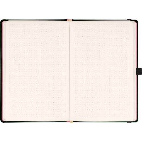 Keménytáblás notesz krémszínű lapokkal, pontozott, leszorító gumiszalaggal Roses 130x210mm, Presco