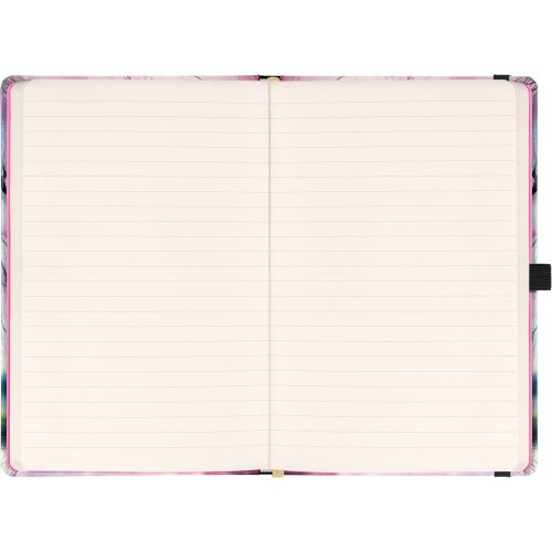 Keménytáblás notesz krémszínű lapokkal, vonalas, leszorító gumiszalaggal Sakura 130x210mm, Presco