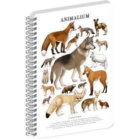   Jegyzetfüzet ikerspirálos Animalium – Canines, vonalas, 14,8x21cm A5, Presco