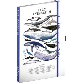   Keménytáblás tervező krémszínű lapokkal, kétheti beosztással, leszorító gumiszalaggal Marine Life 130x210mm, Presco