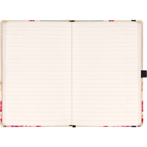 Keménytáblás notesz krémszínű lapokkal, vonalas, leszorító gumiszalaggal Birds – Sakura 130x210mm, Presco