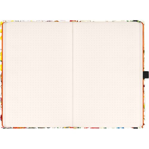 Keménytáblás notesz krémszínű lapokkal, pontozott, leszorító gumiszalaggal Herbal 130x210mm, Presco