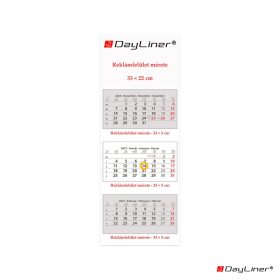   Speditőr naptár 3 tömb, 3 hónap SP-3 330 × 880 mm, fehér lapokkal Fejrész üres Dayliner 2027.