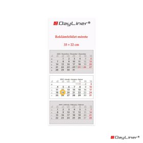   Speditőr naptár 3 tömb, 3 hónap SP-30 330 × 760 mm, fehér lapokkal Fejrész üres Dayliner 2027.