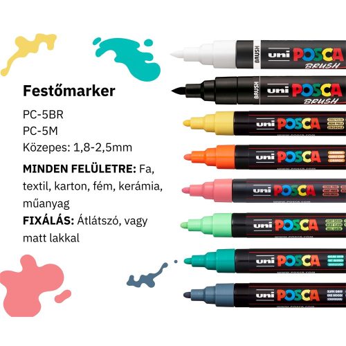 Dekormarker 1,8-2,5mm, Uni Posca PC-5M 6+2db-os készlet