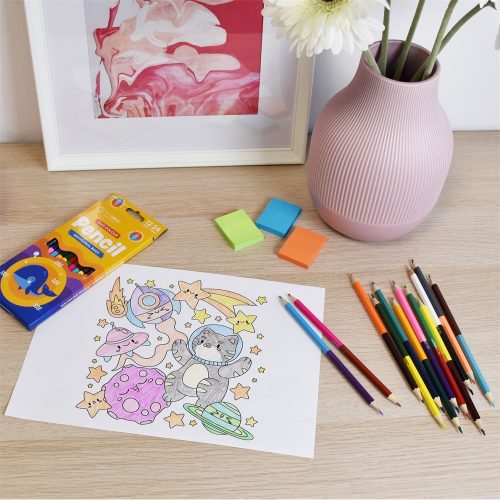 Színes ceruza készlet, kétvégű duocolor 12/24 szín Bluering® 24 klf. szín,