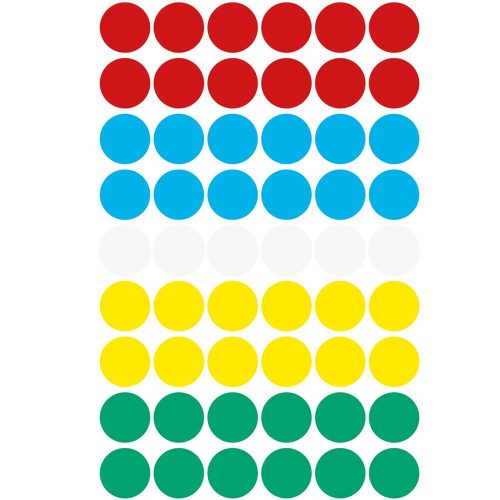 Etikett címke, o12mm, jelölésre, 5 klf. szín 54 címke/ív, 5 ív/doboz, Avery vegyes
