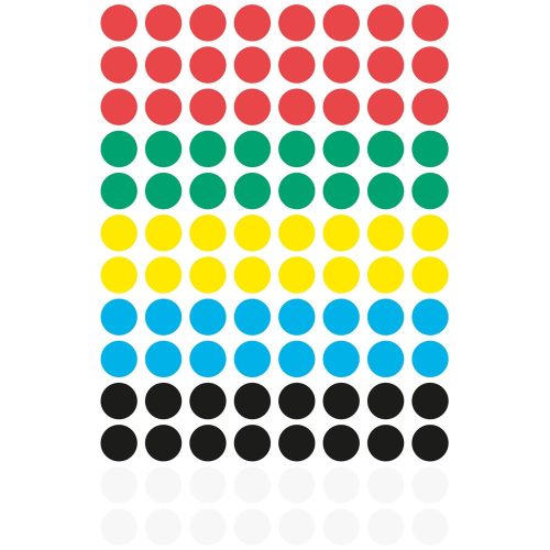 Etikett címke, o8mm, jelölésre, 6 klf. szín 104 címke/ív, 4 ív/doboz, Avery vegyes