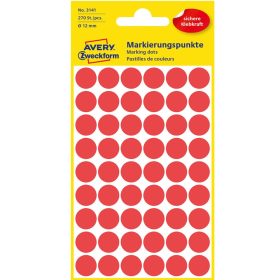   Etikett címke, o12mm, jelölésre, 54 címke/ív, 5 ív/doboz, Avery piros