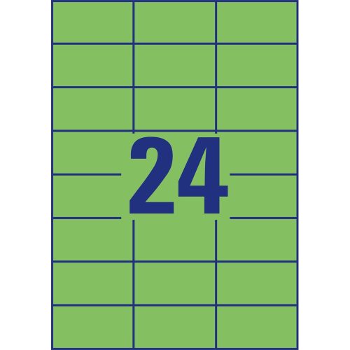 Etikett címke, 70 x37mm, univerzális, 24 címke/ív, 100 ív/doboz, Avery zöld