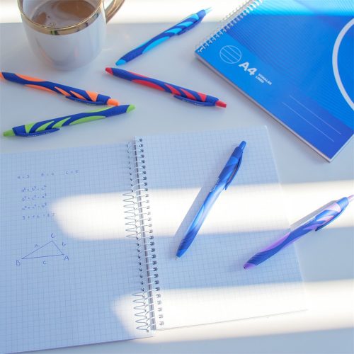 Golyóstoll nyomógombos gumírozott vegyes test, Bluering® F20, írásszín kék