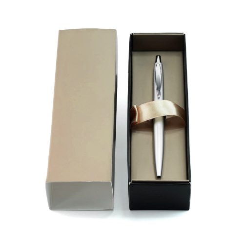 Golyóstoll 0,8mm, fém, rozsdamentes acél test, díszdobozban Bluering® Metal, írásszín kék