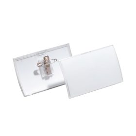   Névkitűző 90x54mm, kombi klippel, 25 db/csomag, Durable Click Fold áttetsző