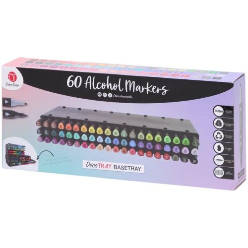 DT Kétoldalas alcoholos marker készlet, 60 db marker + asztali tároló