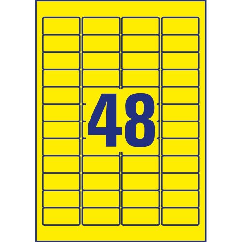 Etikett címke, 45,7 x21,2mm, univerzális visszaszedhető, 48 címke/ív, 20 ív/doboz, Avery sárga