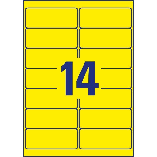 Etikett címke, 99,1 x38,1mm, visszaszedhető, neon 14 címke/ív, 25 ív/doboz, Avery sárga