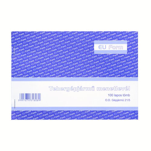 Tehergépjármű menetlevél A5, 100 lapos D.GEPJ.21/5 Bluering®