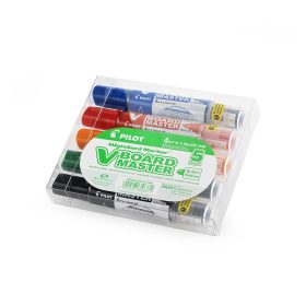   Táblamarker készlet, 2,3mm, kerek hegyű, utántölthető medium V-Board Pilot 5 klf. szín